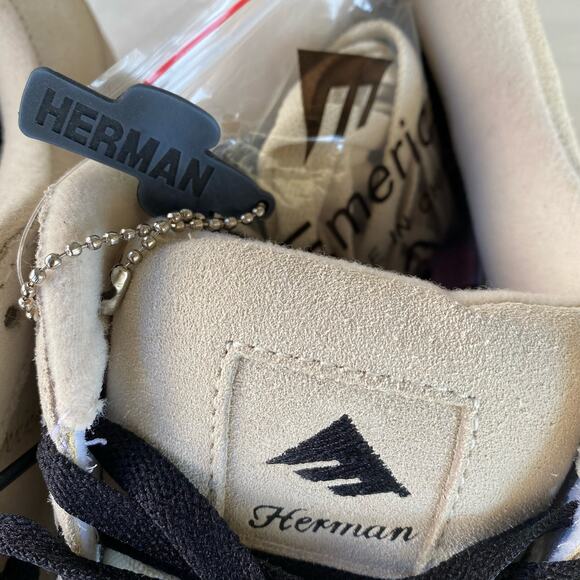 Vintage Emerica Herman 2 Skate Shoe Leather Suede Beige White Mens 13 NWT RARE - Picture 15 of 16